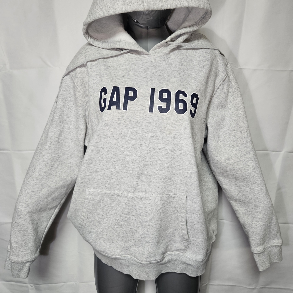 GAP 1969 Light Gray Hoodie with Navy Logo